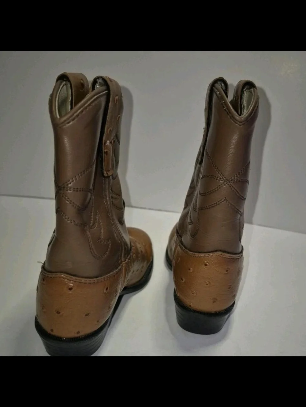 Old West Two-Tone Brown Kids Western Boots